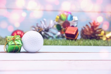 Golf ball with Christmas decorative for Christmas holiday to golfer 