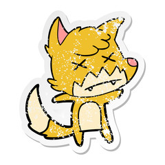 distressed sticker of a cartoon dead fox