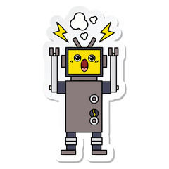 sticker of a cute cartoon broken robot