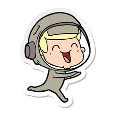 Obraz premium sticker of a happy cartoon astronaut