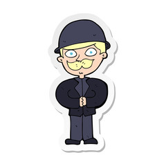 sticker of a cartoon man in bowler hat