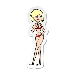 sticker of a cartoon woman in bikini