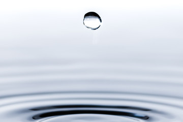 Water droplet splash background texture isolated on white. Fresh clean pure water ripples and splashes.
