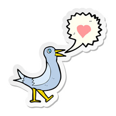 sticker of a cartoon bird singing