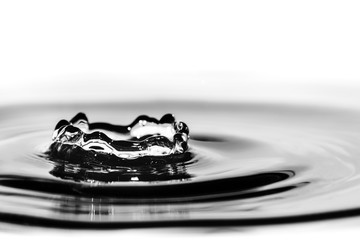 Water droplet splash background texture isolated on white. Fresh clean pure water ripples and...