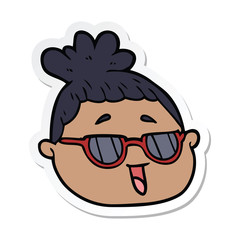 sticker of a cartoon female face