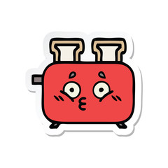 sticker of a cute cartoon of a toaster