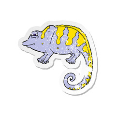 retro distressed sticker of a cartoon chameleon