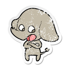 distressed sticker of a cute cartoon elephant
