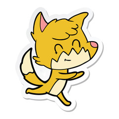 sticker of a cartoon friendly fox