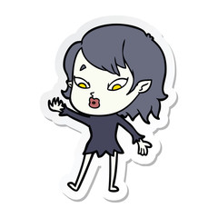 sticker of a cute cartoon vampire girl