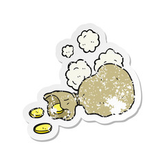 retro distressed sticker of a cartoon bag of money