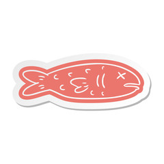 cartoon sticker of a dead fish