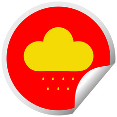 circular peeling sticker cartoon rain cloud