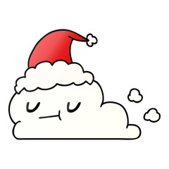 christmas gradient cartoon of kawaii cloud