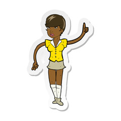 sticker of a cartoon pretty girl asking question