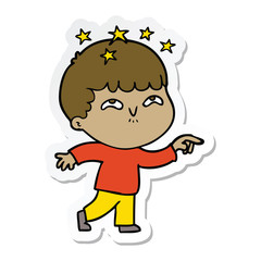 sticker of a cartoon amazed boy