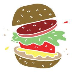 quirky hand drawn cartoon veggie burger