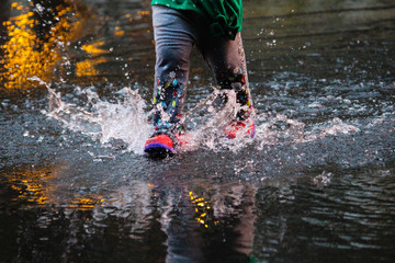 Toddler running in water