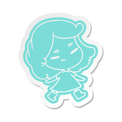 cartoon sticker of a cute kawaii girl