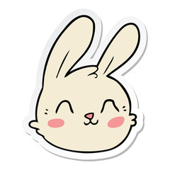 sticker of a cartoon rabbit face