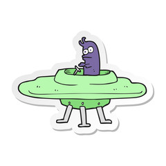 sticker of a cartoon flying saucer