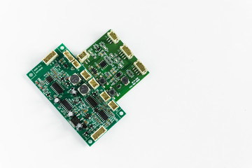 green transistor board on white background