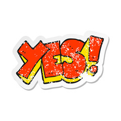 retro distressed sticker of a cartoon yes symbol