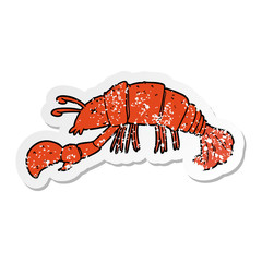 distressed sticker of a cartoon lobster
