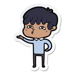 sticker of a cartoon curious man