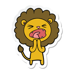 sticker of a cartoon lion praying