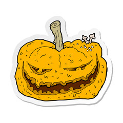 sticker of a cartoon halloween pumpkin