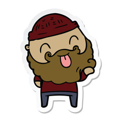 sticker of a man with beard sticking out tongue