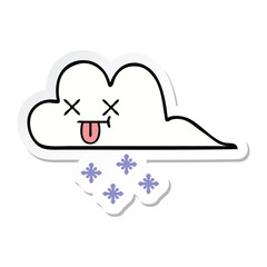 sticker of a cute cartoon snow cloud