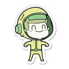 sticker of a happy cartoon astronaut