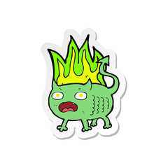 sticker of a cartoon little imp