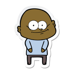 sticker of a cartoon bald man staring