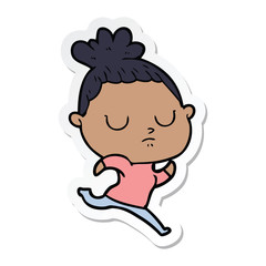sticker of a cartoon calm woman
