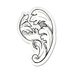sticker of a traditional hand drawn floral swirl