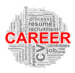 Circular wordcloud design career word tags