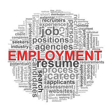 Circular wordcloud design employment word