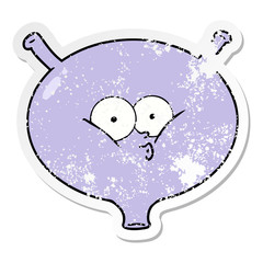 distressed sticker of a cartoon bladder