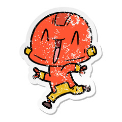 distressed sticker of a cartoon robot