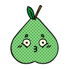 comic book style cartoon green pear