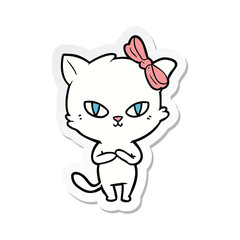 sticker of a cute cartoon cat