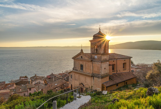 Trevignano Romano (Italy) - A nice medieval town on Bracciano lake, province of Rome, Lazio region, here at sunset