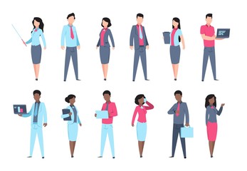 Office people set. Businessman characters secretary woman employee business professional person. Vector cartoon human set