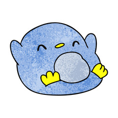 textured cartoon kawaii of a cute penguin