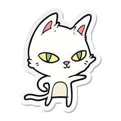 sticker of a cartoon cat staring