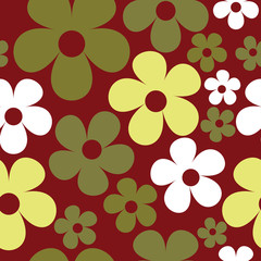 Vector hippie floral seamless pattern flowers background